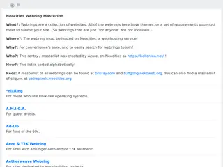 Neocities Webring Masterlist