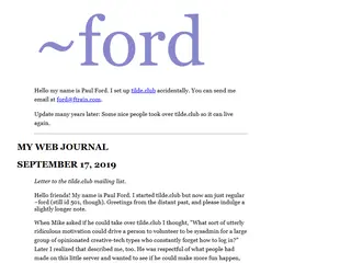 Paul Ford's tilde.club home page