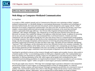 CMC Magazine: Web Rings as Computer-Mediated Communication