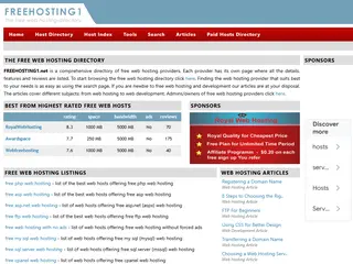 The Free Web Hosting Directory - A listing of free web hosting providers - Freehosting1.net