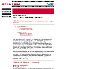 Cyrix Online - Legacy Products - 486DX2/DX4 Processor Brief